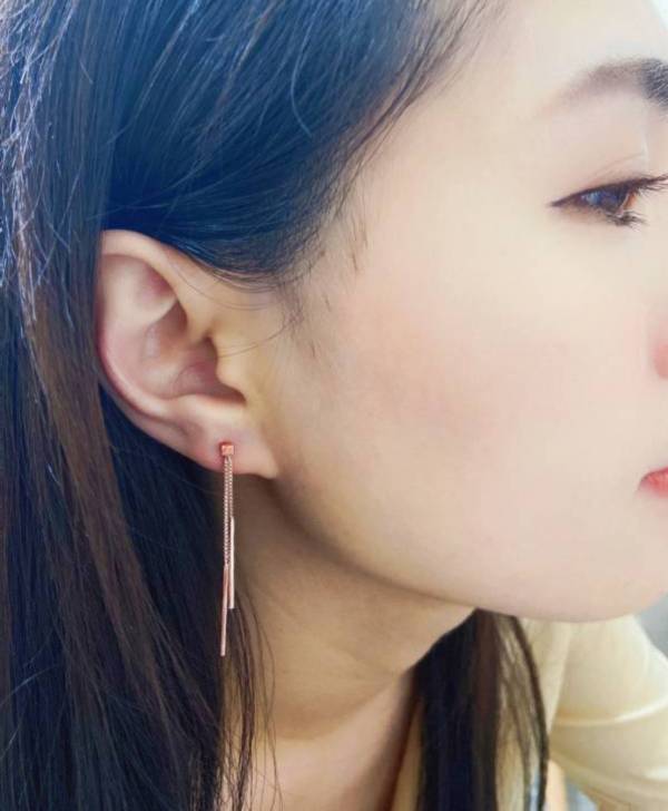 現貨專區｜小方塊垂墜銀針耳環-甜心粉(hdes30-pi)｜送禮精選店家★Reyna jewelry 女王飾品