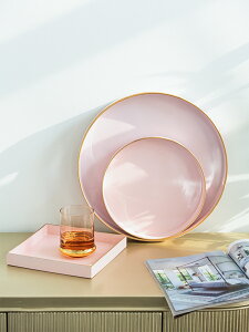 收獲小屋ins風北歐裝飾塑料茶具收納長方形圓形家用果盤杯子托盤