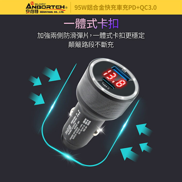 【安伯特】酷電大師 95W鋁合金快充車充PD+QC3.0 (12V/24V皆可使用 過充保護) 6