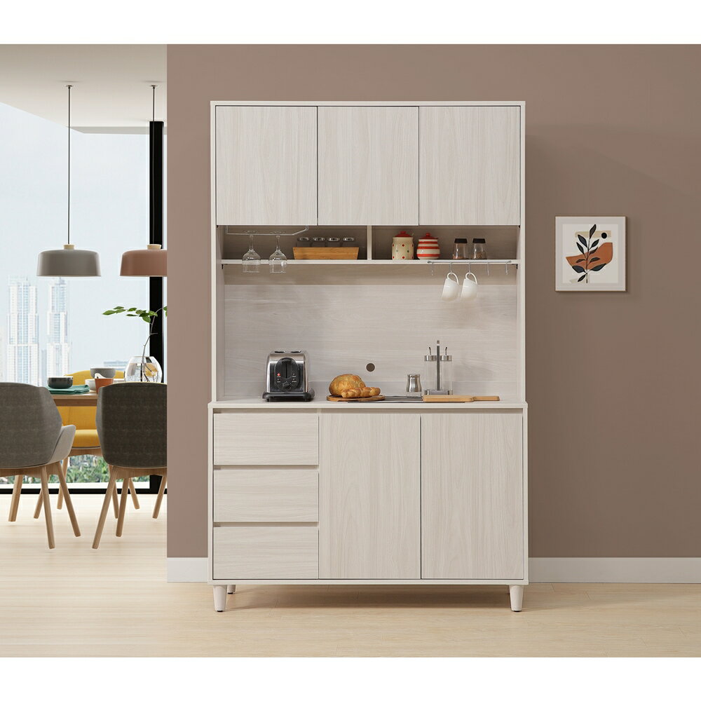 【直人木業】UL極簡風白榆木122CM上下廚櫃組｜休閒空間｜APP結帳再賺4%點數 1