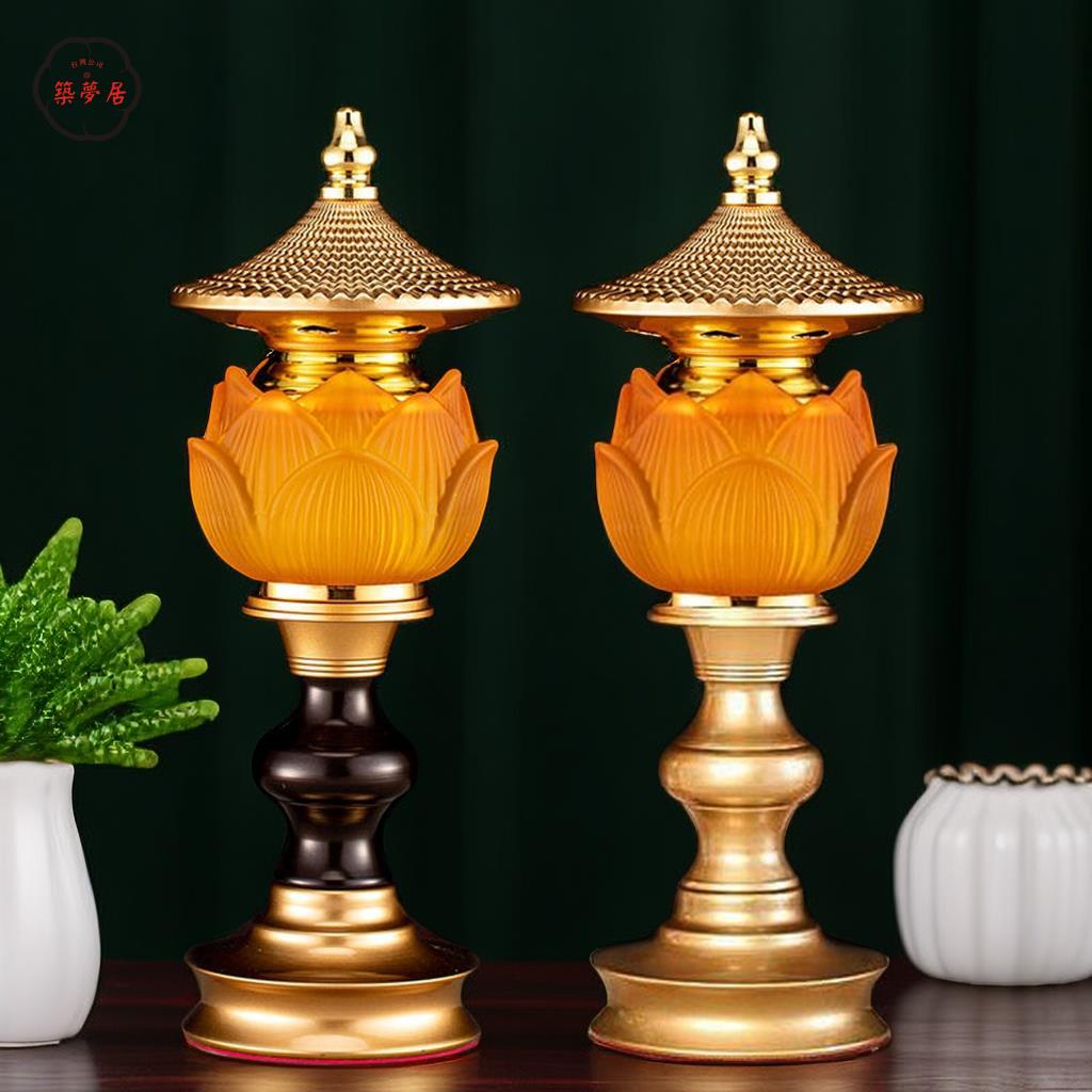 免運 開發票佛具 蓮花燈 供佛燈 長明燈 110v燈具 【雕刻精美】蓮花燈供佛燈插電家用供佛燈led長明燈琉璃觀音七彩佛燈供佛用品工廠直銷 全館八折 售後保障 z111