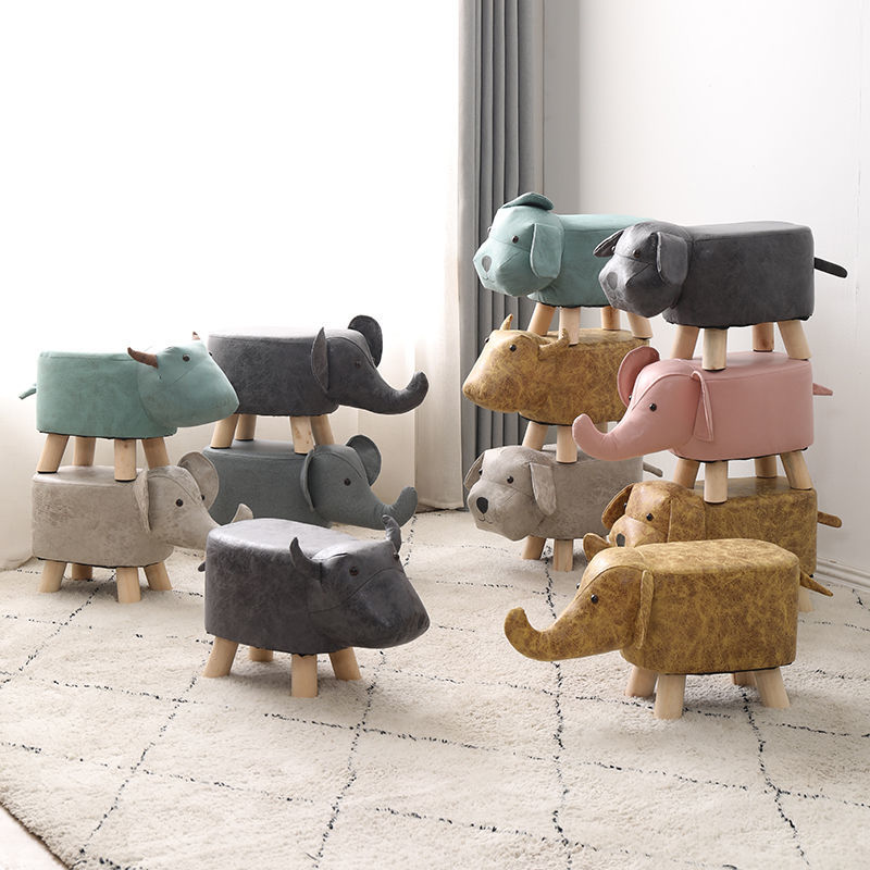 科技布大象凳子兒童動物凳實木換鞋凳創意小凳子家用客廳卡通矮凳