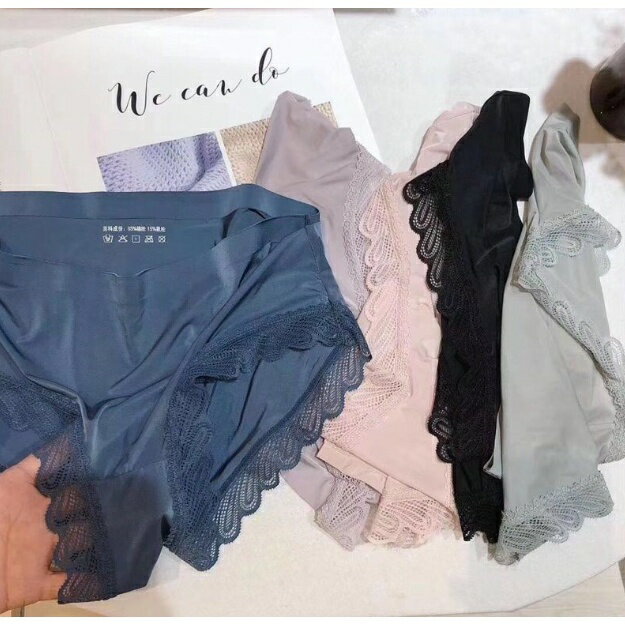 ✨台灣現貨📦  女士冰絲內褲 蕾絲 性感 透明 無痕 中腰 透氣 抗菌 純棉 少女 三角褲 #丹丹悅生活 2