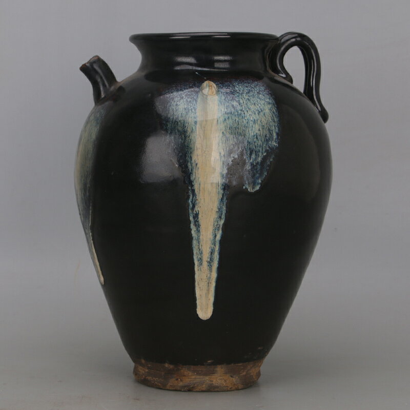 宋吉州窯黑釉點彩執壺仿古老物件瓷器古玩客廳家居軟裝收藏擺件| 協貿