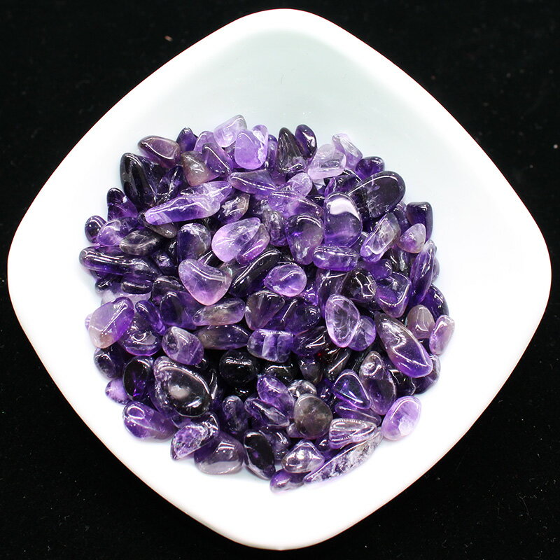 易晶緣天然紫水晶碎石擺件黃白小顆粒手鏈盆栽魚缸