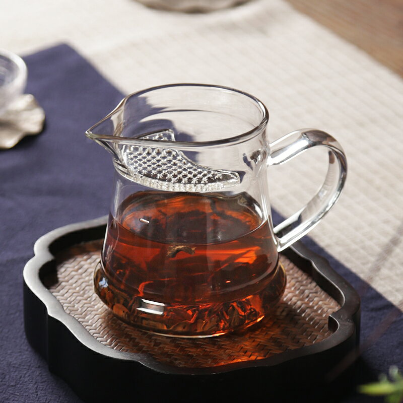 加厚玻璃公道杯 耐熱日式功夫茶具茶海 帶過濾網分茶器泡茶公杯子