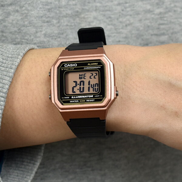 CASIO手錶 方型玫瑰金電子錶【NECD19】
