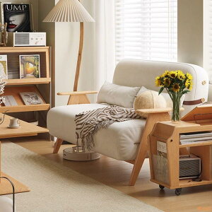 樂淘館實木折疊沙發床客廳可折疊兩用單人沙發日式多功能小戶型原木可躺