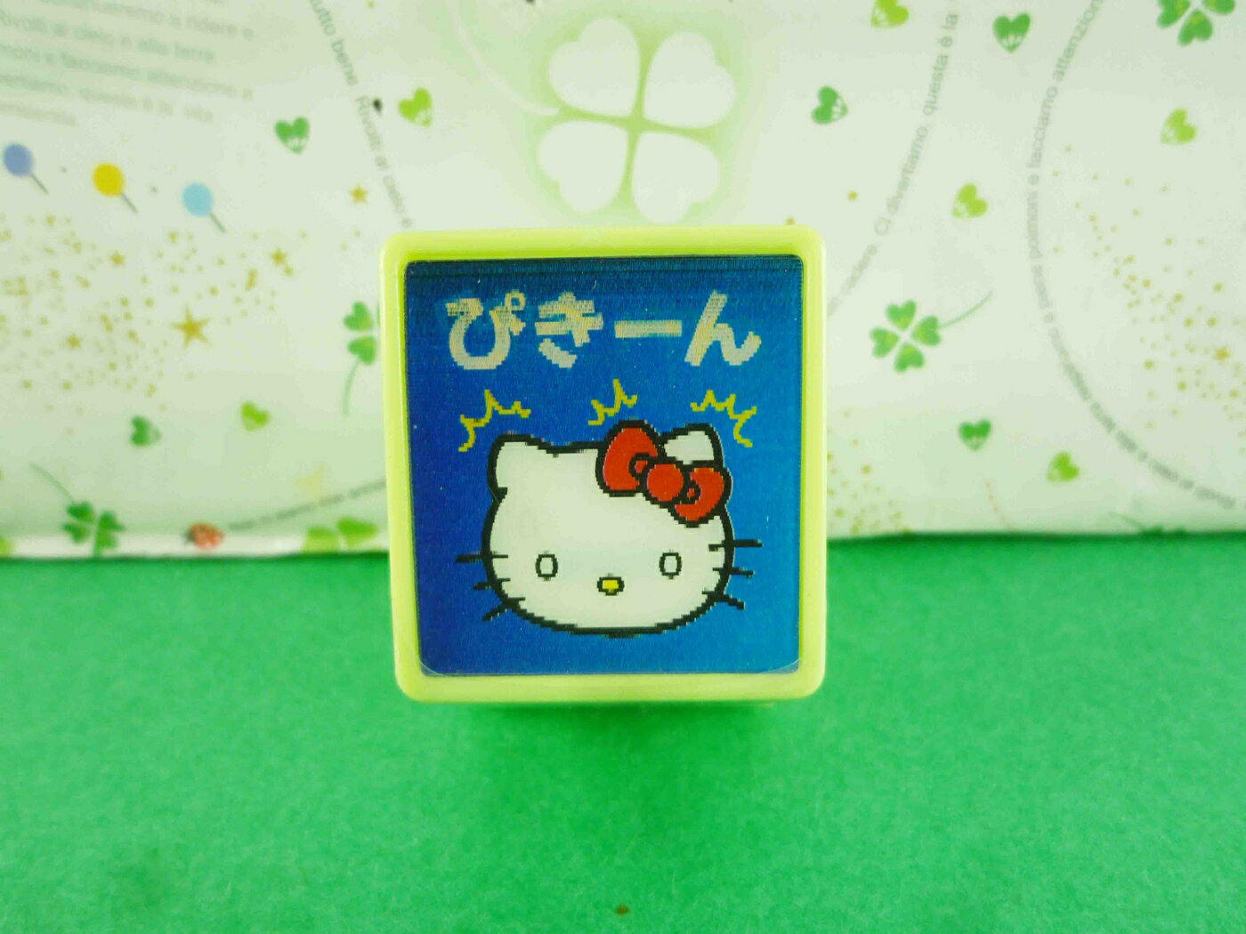 【震撼精品百貨】Hello Kitty 凱蒂貓 3D印章-冒汗-綠色外殼 震撼日式精品百貨