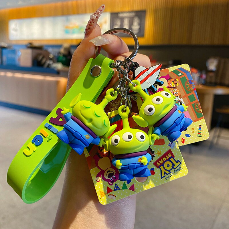 迪士尼玩具總動員三眼仔可愛玩偶汽車鑰匙扣鏈女精致書包掛件飾品