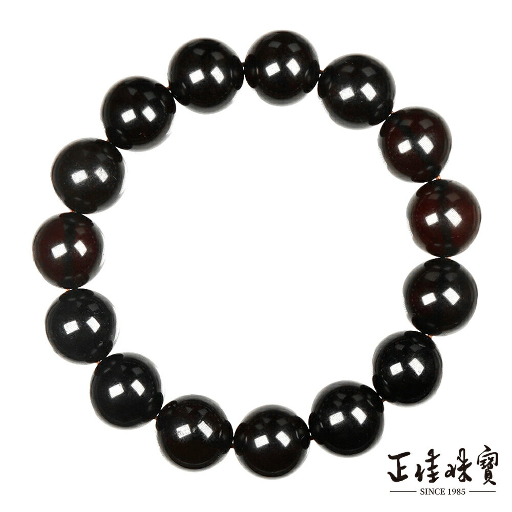 【正佳珠寶】琥珀翳珀 頂級黑棕翳珀 13.4-13.8mm 琥珀翳珀手珠