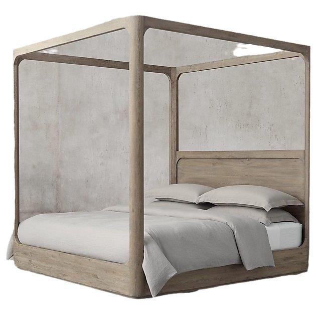 【可打統編 超低價】RH美式鄉村實木橡木床覆古做舊床法式四柱床架子床立柱蚊帳紗幔床 4