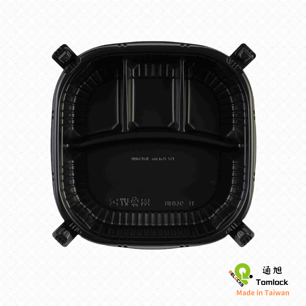 RELOCKS TL-9401 四格正方形餐盒 正方形餐盒 黑色塑膠餐盒 可微波餐盒 外帶餐盒 一次性餐盒 免洗餐具  環保餐盒 TL 9401 2