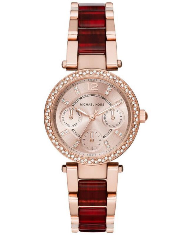 『Marc Jacobs旗艦店』美國代購 Michael Kors 經典款三眼水晶鑽玳瑁錶帶腕錶