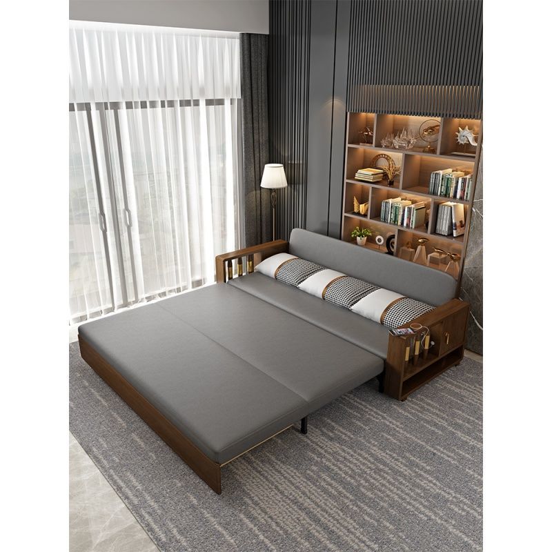 新中式實木輕奢沙發床兩用儲物折疊多功能床小戶型書房客廳坐臥