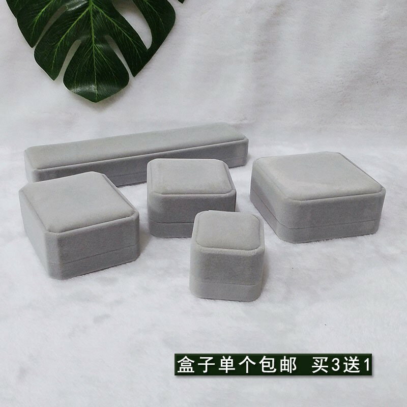 簡約翻蓋絨布項鏈吊墜手鐲手鏈戒指首飾品盒子求婚珠寶禮盒單個小