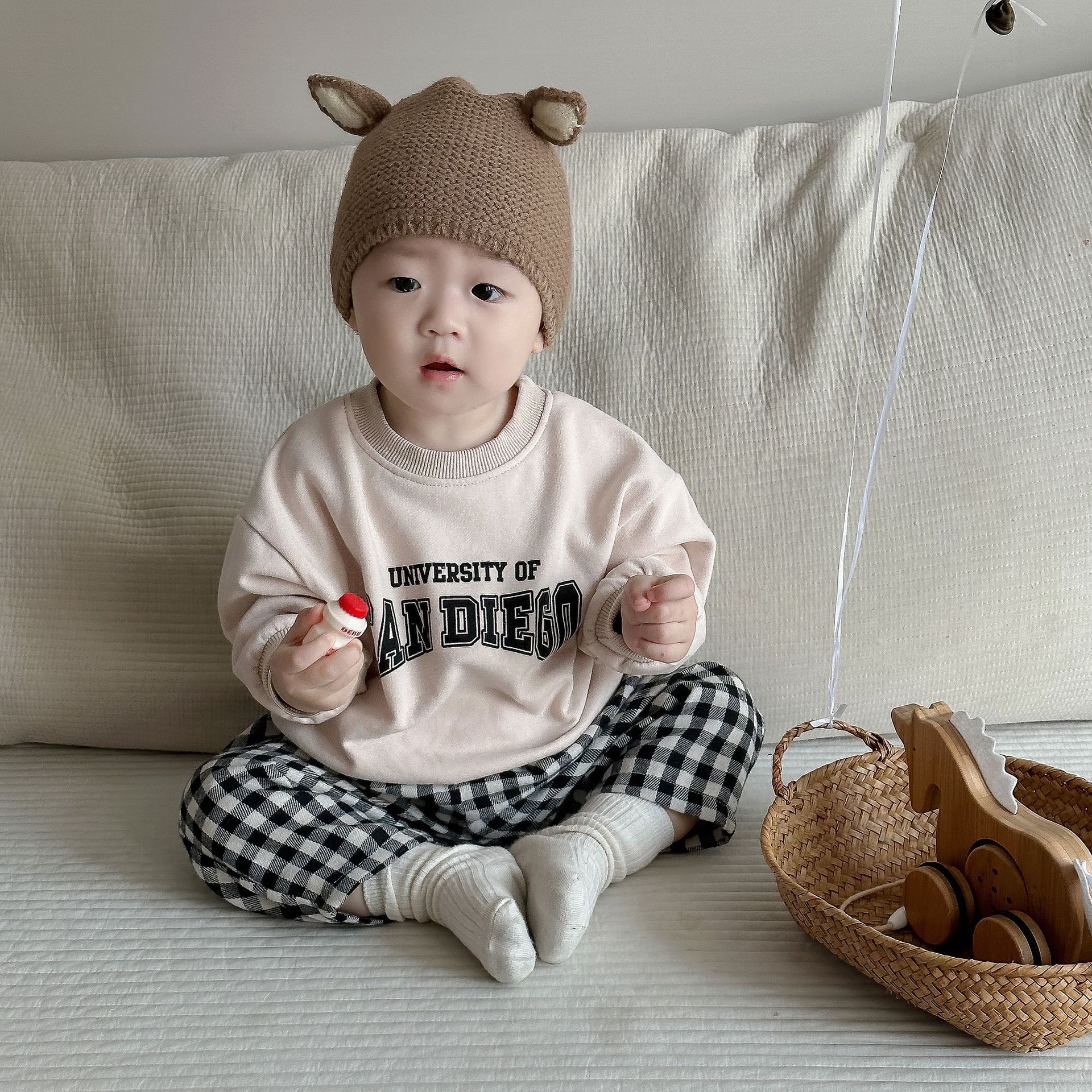 兒童套裝春季衣服韓版童裝嬰兒字母衛衣休閑褲兩件套男童寶寶春款