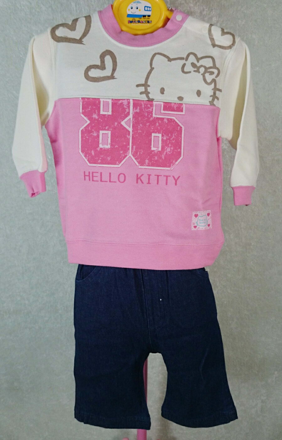 【震撼精品百貨】Hello Kitty 凱蒂貓 童裝衣褲組 粉 86號 震撼日式精品百貨