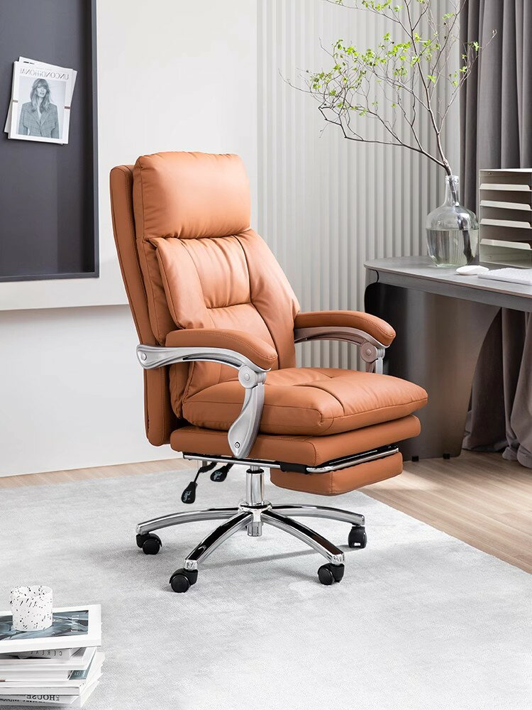 顧全老板椅家用午休可躺舒適久坐人體工學椅子電腦椅總裁椅辦公椅