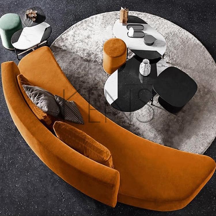 【KENS】沙發 沙發椅 北歐簡約輕奢弧形布藝沙發設計師會所中心創意現代接待會所沙發
