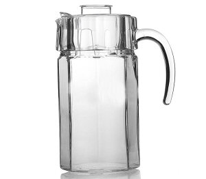 1.6升八角飲料壺冷水壺八角涼水壺果汁帶蓋透明家用玻璃壺水具