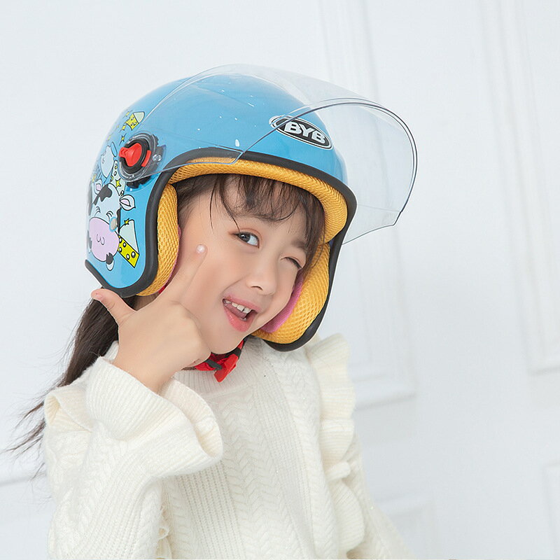 外貿專供802兒童卡通頭盔秋冬半盔可愛頭盔四季頭盔電動車頭盔