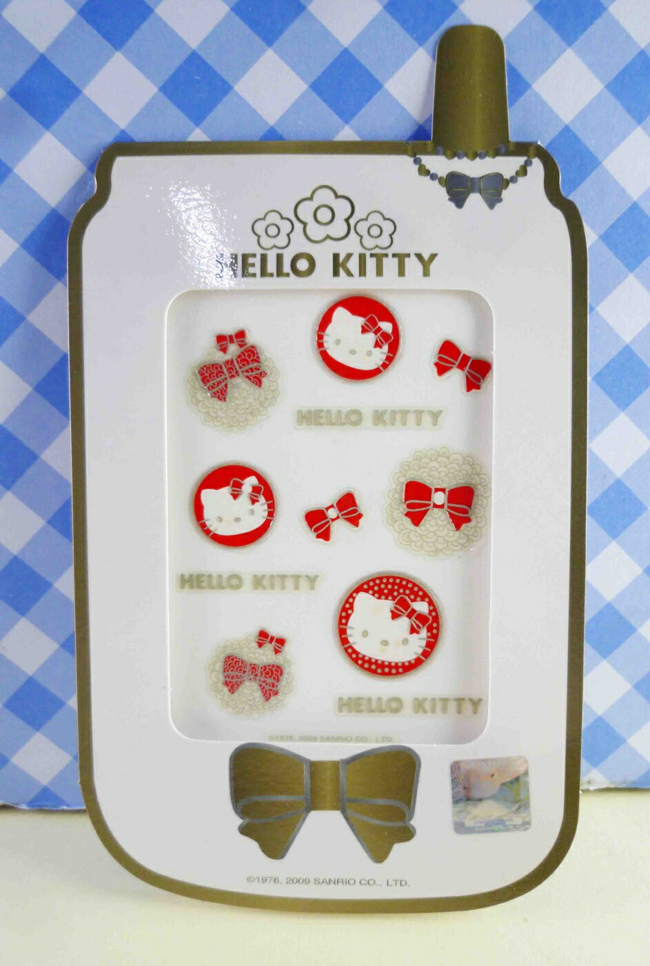 【震撼精品百貨】Hello Kitty 凱蒂貓 KITTY立體鋁鑽貼紙-紅蝴蝶結 震撼日式精品百貨