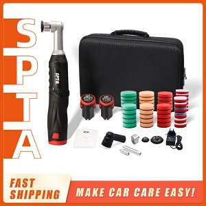 SPTA 12V 微型無線打磨拋光機牙刷機RO / DA 1吋2吋迷你汽車拋光機套裝組合，用於拋光，打磨和清潔 汽車美容