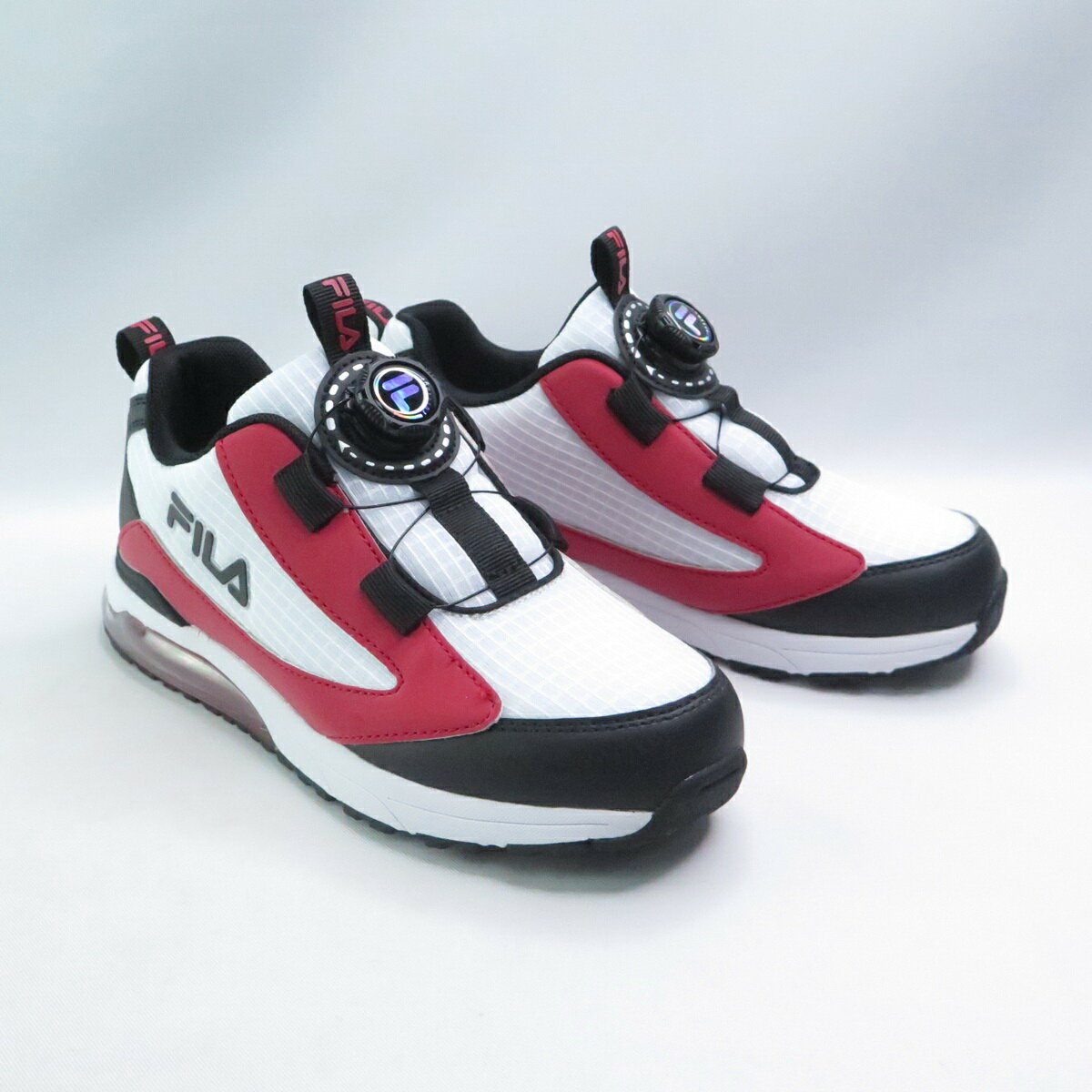 FILA 慢跑鞋 3J424Z120 中大童鞋 運動鞋 免綁鞋帶 旋鈕轉扣 足弓支撐 抗菌防臭 黑紅 iSport愛運動