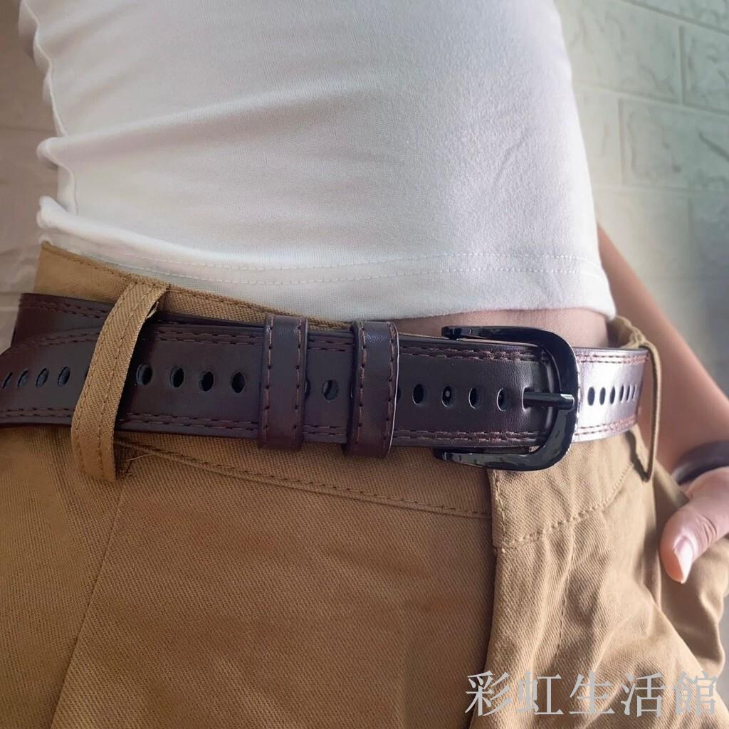 2023新款免打孔皮帶女百搭時尚黑色褲帶女款牛仔褲男裝飾腰帶女士