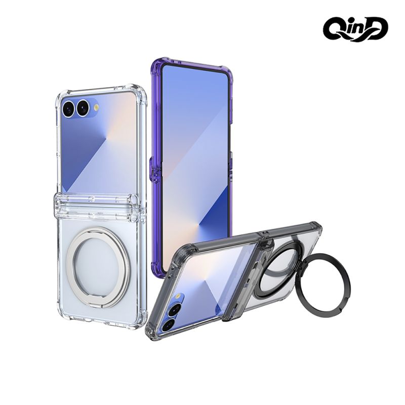 QinD SAMSUNG 三星 Galaxy Z Flip 7 5G 旋轉磁吸支點殼(殼膜) 手機殼 保護殼 保護套 雙料殼 磁吸殼 支援 MagSafe