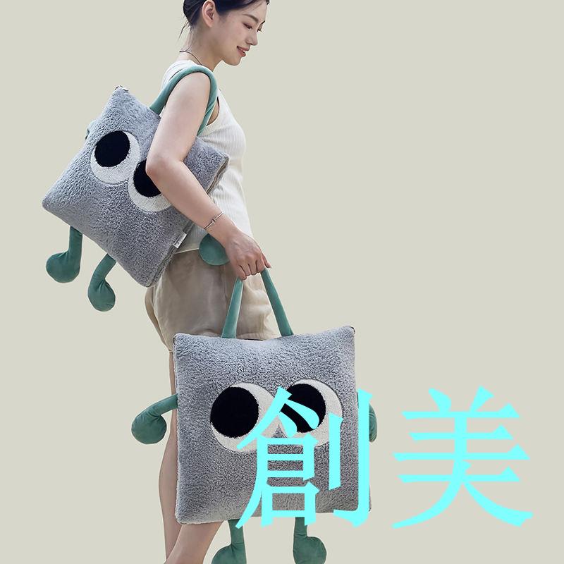 抱枕被子兩用午休加厚汽車折疊車用枕頭辦公室午睡毯子二合一靠枕-創美