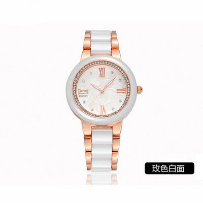 美琪 (簡約時尚)유럽과 미국歐美流行點鑽時尚手錶 陶瓷商務石英錶쿼츠 시계
