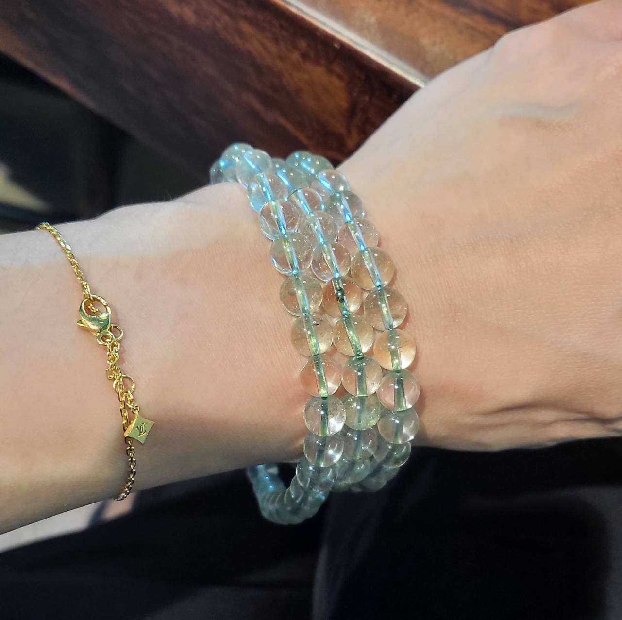 【轉運水晶】綠幽靈手環繞三圈 7mm、8mm  正財 事業運 貴人運 1