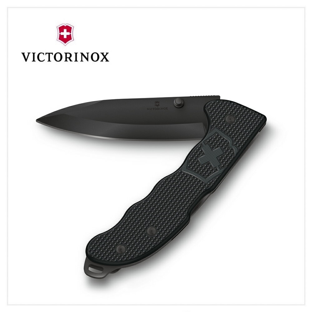 VICTORINOX 瑞士維氏 Evoke BS Alox 折疊式獵刀 4用 136mm 極黑 0.9415.DS23