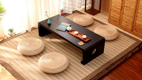日式客廳蒲團坐墊地上圓墊子地板打坐拜佛禪修草編榻榻米飄窗家用