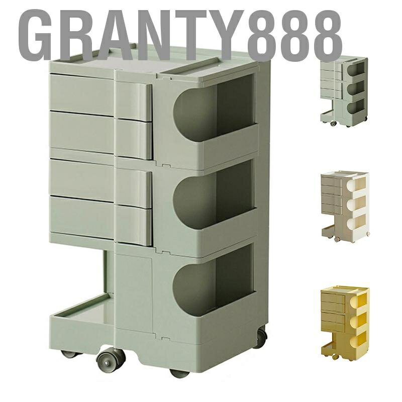 Granty888 臥室辦公室滾動床頭櫃 3 層旋轉抽屜耐衝擊塑料輪床頭櫃