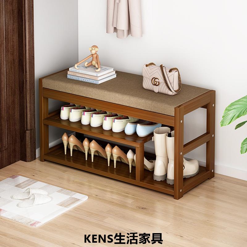 免運 附發票 鞋架 鞋櫃 家用鞋架 實木家用門口軟換鞋凳進門鞋凳可坐試衣登簡約穿鞋架玄關雙層凳子特惠/快速出貨K0910