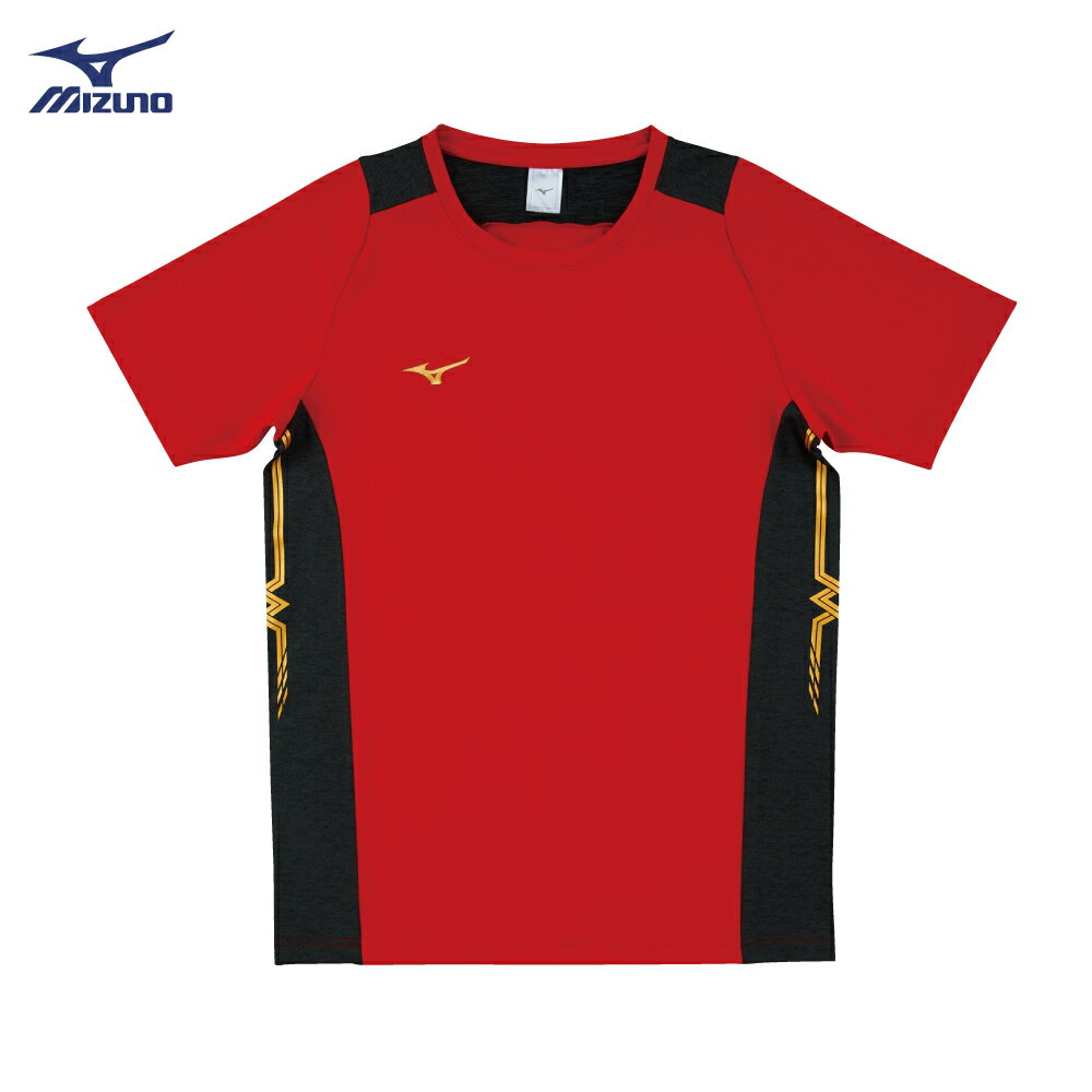 V2TA8G1962（紅x黑）男女通款Slim FIT合身版型 排球上衣(【美津濃MIZUNO】