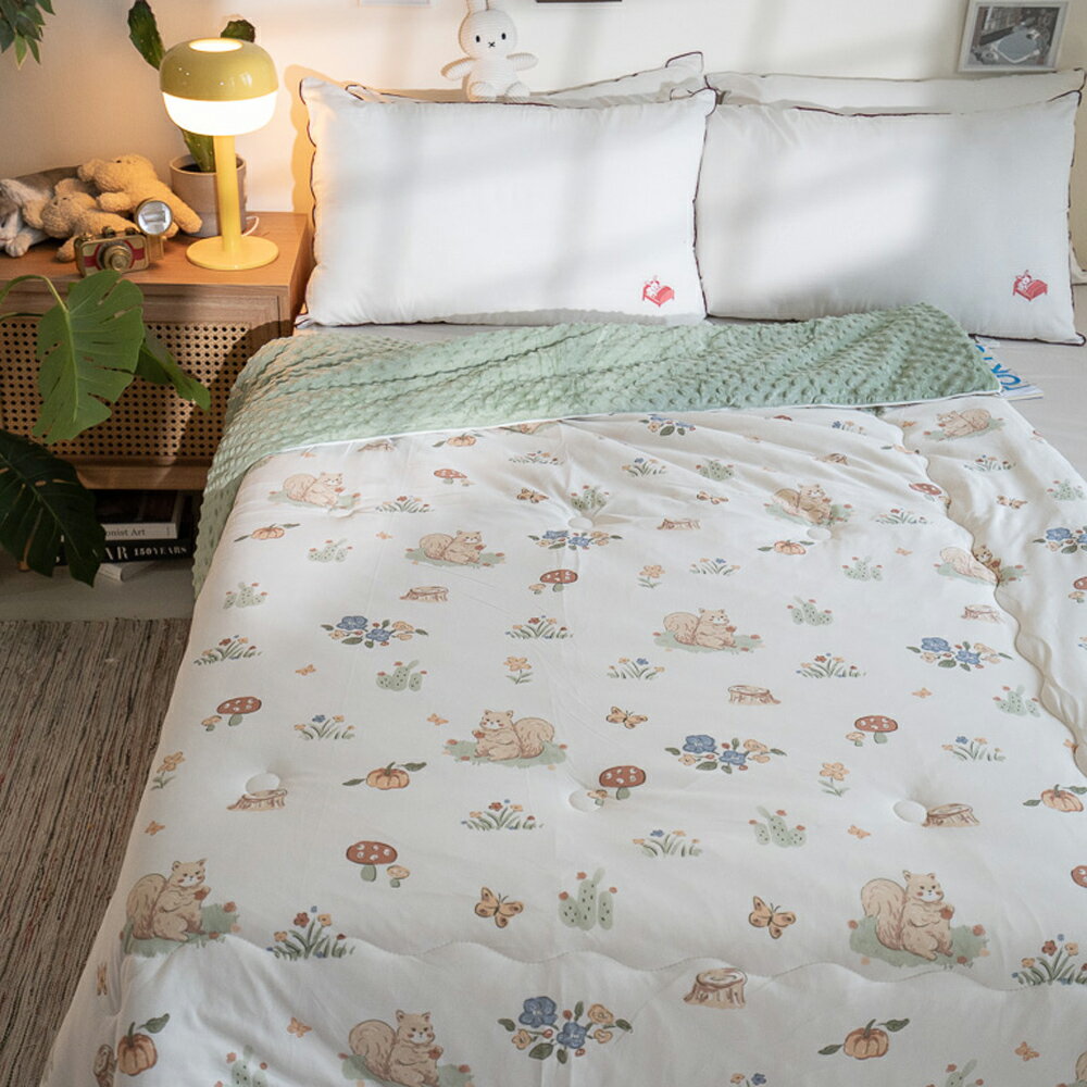 ins針織 點點被 松鼠花園 5X7尺  可單蓋 暖被 冬被 棉床本舖 媲美韓國棉被 0