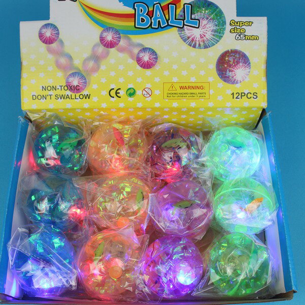 LED發光彈力球 65mm彩帶+魚水球/一盒12個入{促39} 發光球 YF13625.YF13374