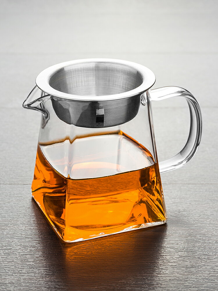 功夫茶具耐熱高溫玻璃公道杯帶茶漏過濾分茶器大小號加厚玻璃公杯