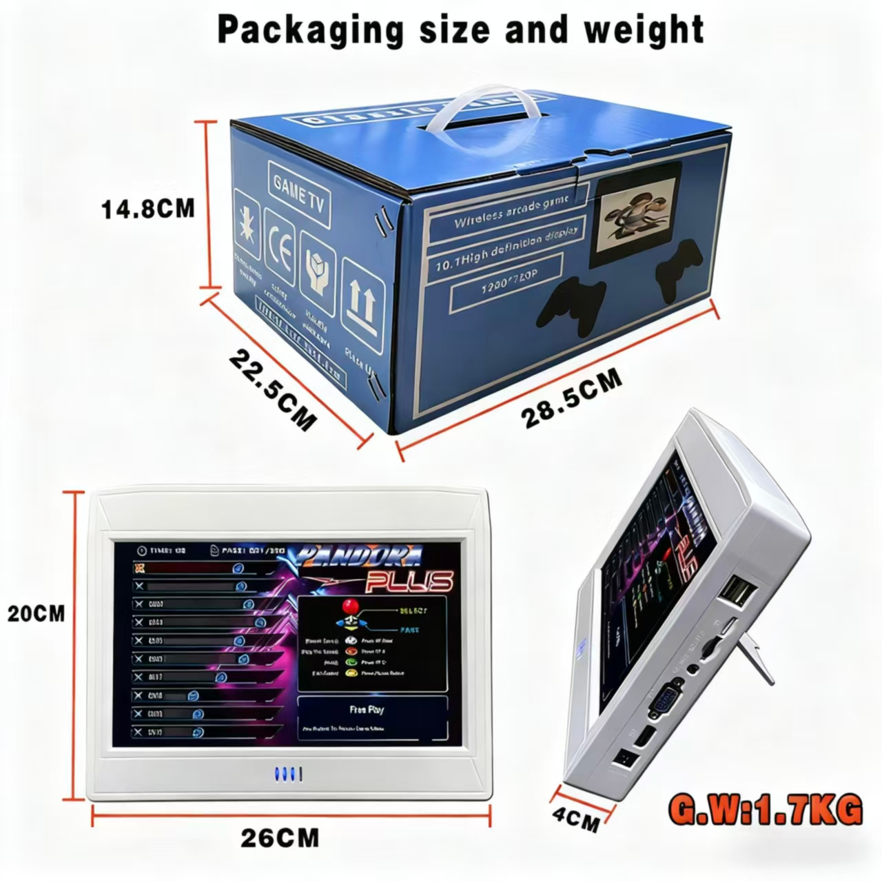 領券折300| 10英寸掌上游戏机28890合一无线双手柄视频游戏机高清手柄街机 3