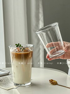 天器玻璃杯ins翻口咖啡杯水杯茶杯牛奶飲料杯奶昔奶茶咖啡早餐杯