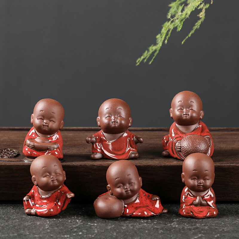 指尖紫砂茶寵擺件小和尚可養琴棋書畫花盆魚缸擺件茶玩茶藝 3