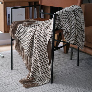 北歐輕奢風毛毯針織沙發裝飾毯空調毯極簡風加長款床尾巾搭巾包郵