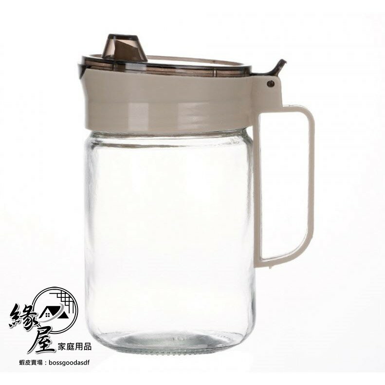 防漏玻璃油瓶580ml【緣屋百貨】天天出貨 歐式加厚高硼矽 玻璃油壺 油瓶 防漏帶蓋 家用 廚房用品 油罐 醬油瓶 醋瓶