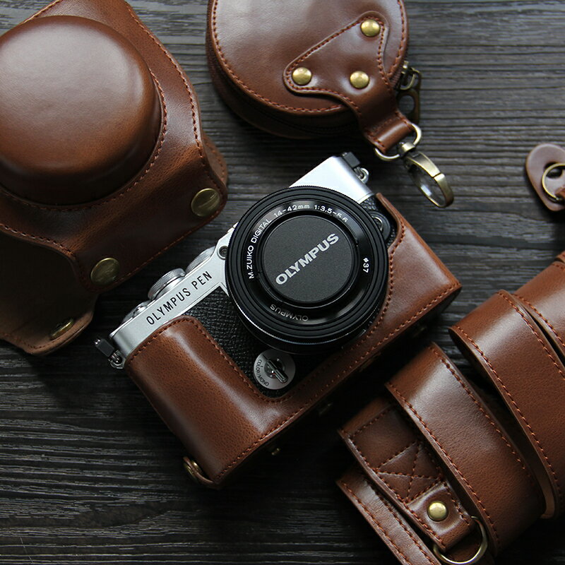 適用Olympus/奧林巴斯E-P7相機包斜挎 ep7保護套 復古皮套