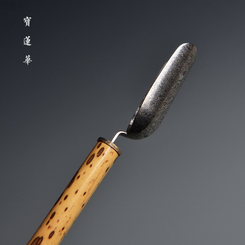 手工滿花紋梅鹿竹柄茶葉鏟 茶勺子茶鏟舀茶葉茶匙 竹制茶則鏟茶具 2