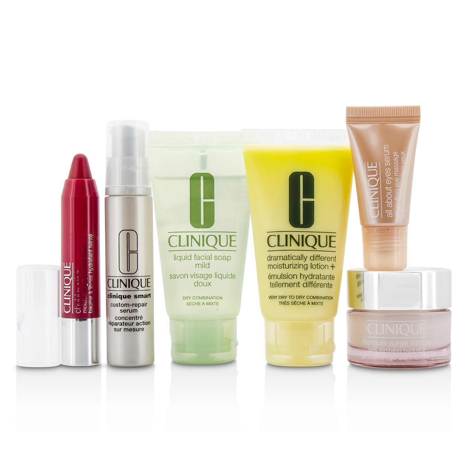 倩碧 Clinique - 旅行組:洗面乳 30ml + 三步驟系列還原潤膚露 + 30ml + 保濕霜 15ml + 精華液 10ml +眼部精華 5ml + 唇膏筆 #05